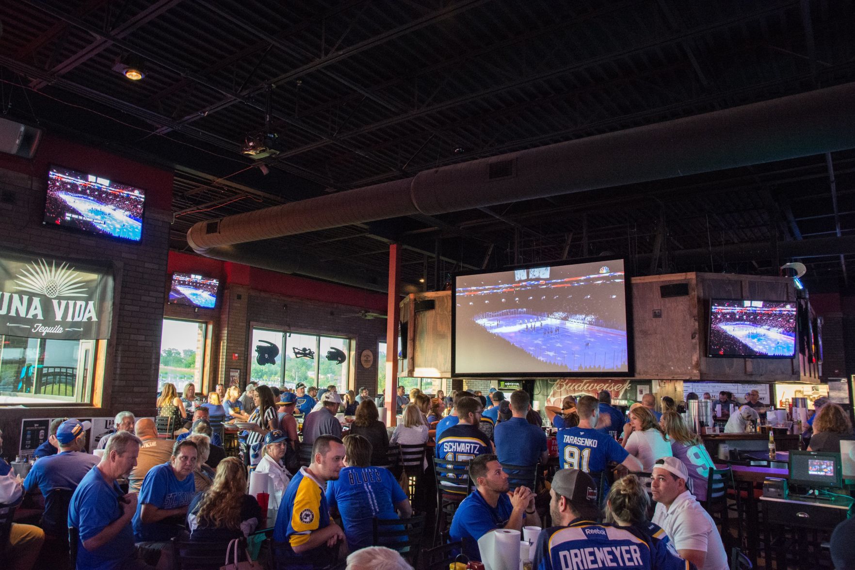 Blues Fans at Hotshots Wentzville during the Stanley Cup Final Game 1